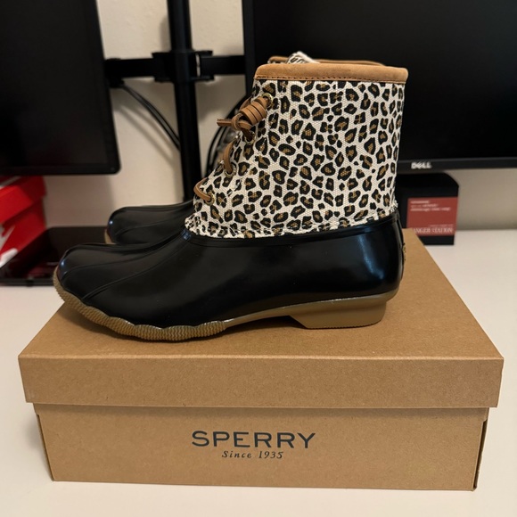 Sperry Saltwater Animal Multi Duck Boots Size 9.5 Leopard - Picture 3 of 7
